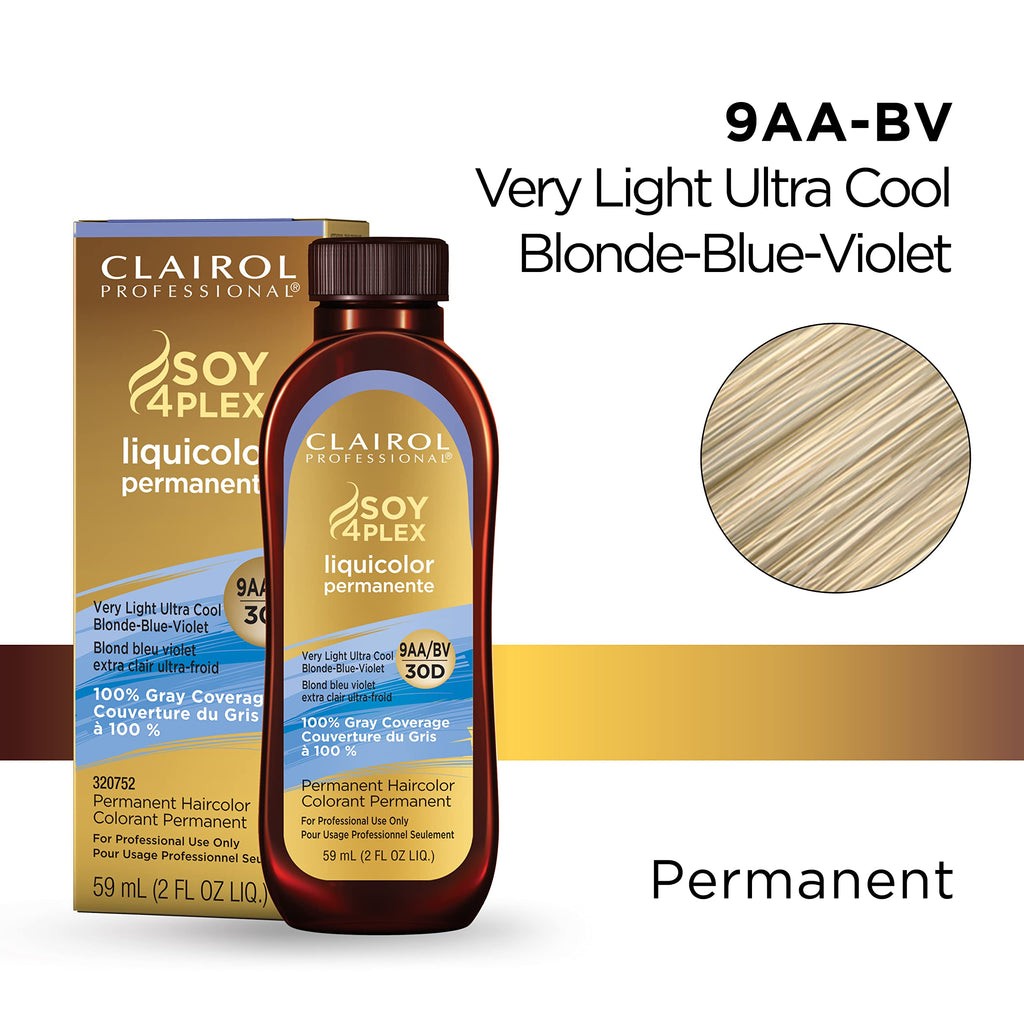 070018109972 - Clairol Professional Soy4Plex LiquiColor Permanent Hair Color - 9AA-BV | 30D (Very Light Ultra Cool Blonde-Blue-Violet)