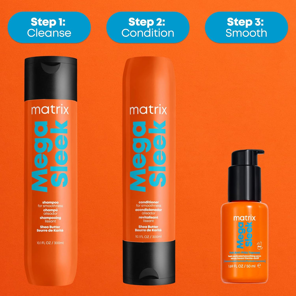 Matrix MEGA SLEEK 96H Anti-Frizz Topcoat Heat-Activated Smoothing Serum 1.69 oz / 50 ml
