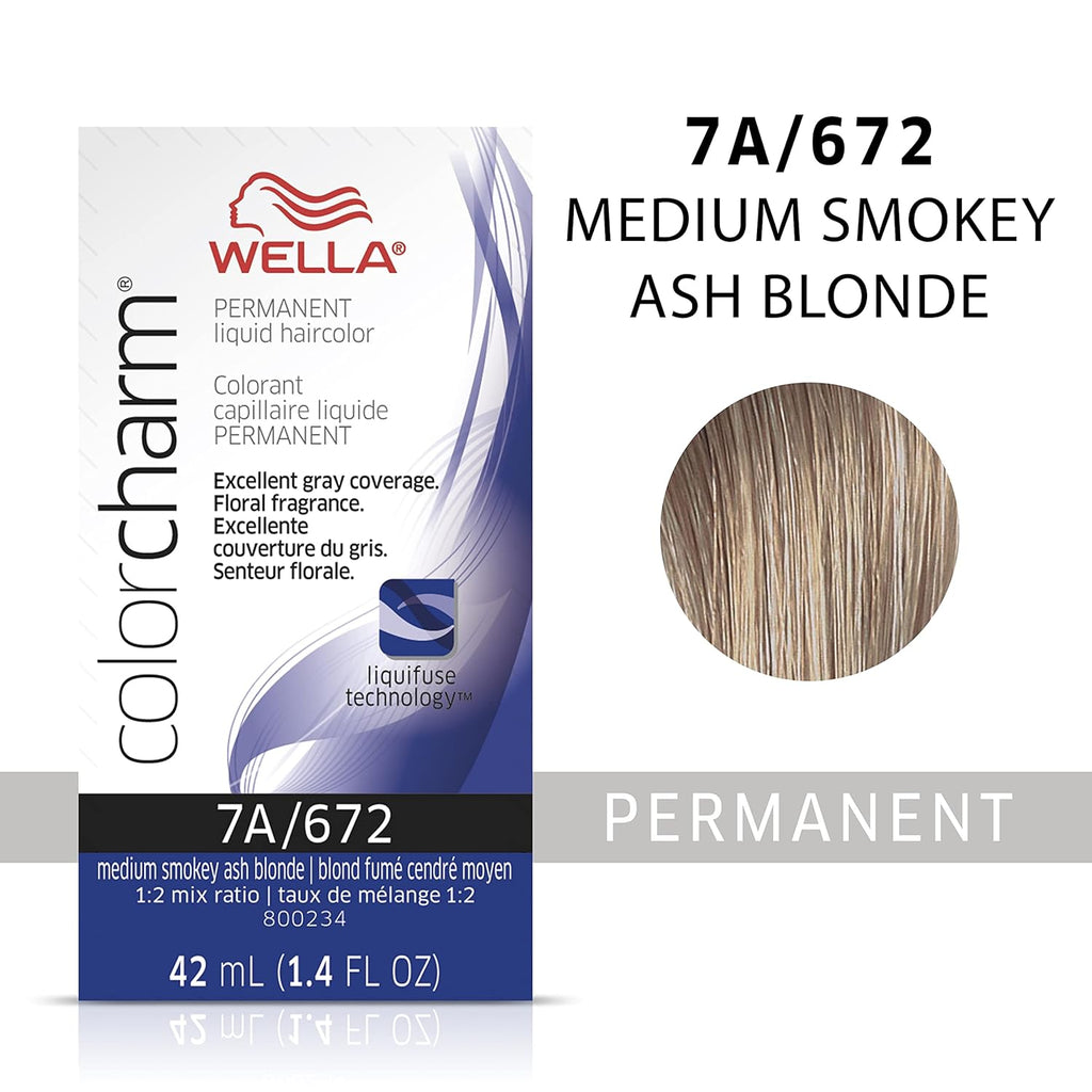 070018105622 - Wella ColorCharm Permanent Liquid Hair Color 42 ml / 1.4 oz - 7A / 672 Medium Smokey Ash Blonde