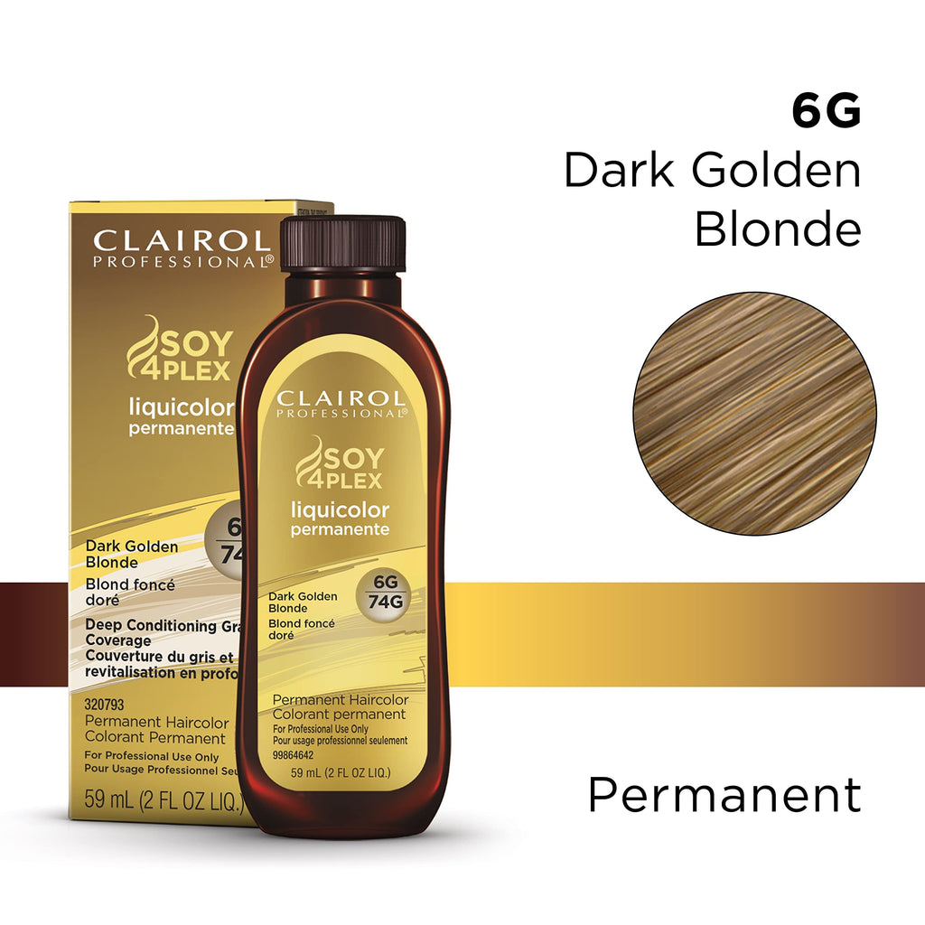 070018109637 - Clairol Professional Soy4Plex LiquiColor Permanent Hair Color - 6G | 74G (Dark Golden Blonde)