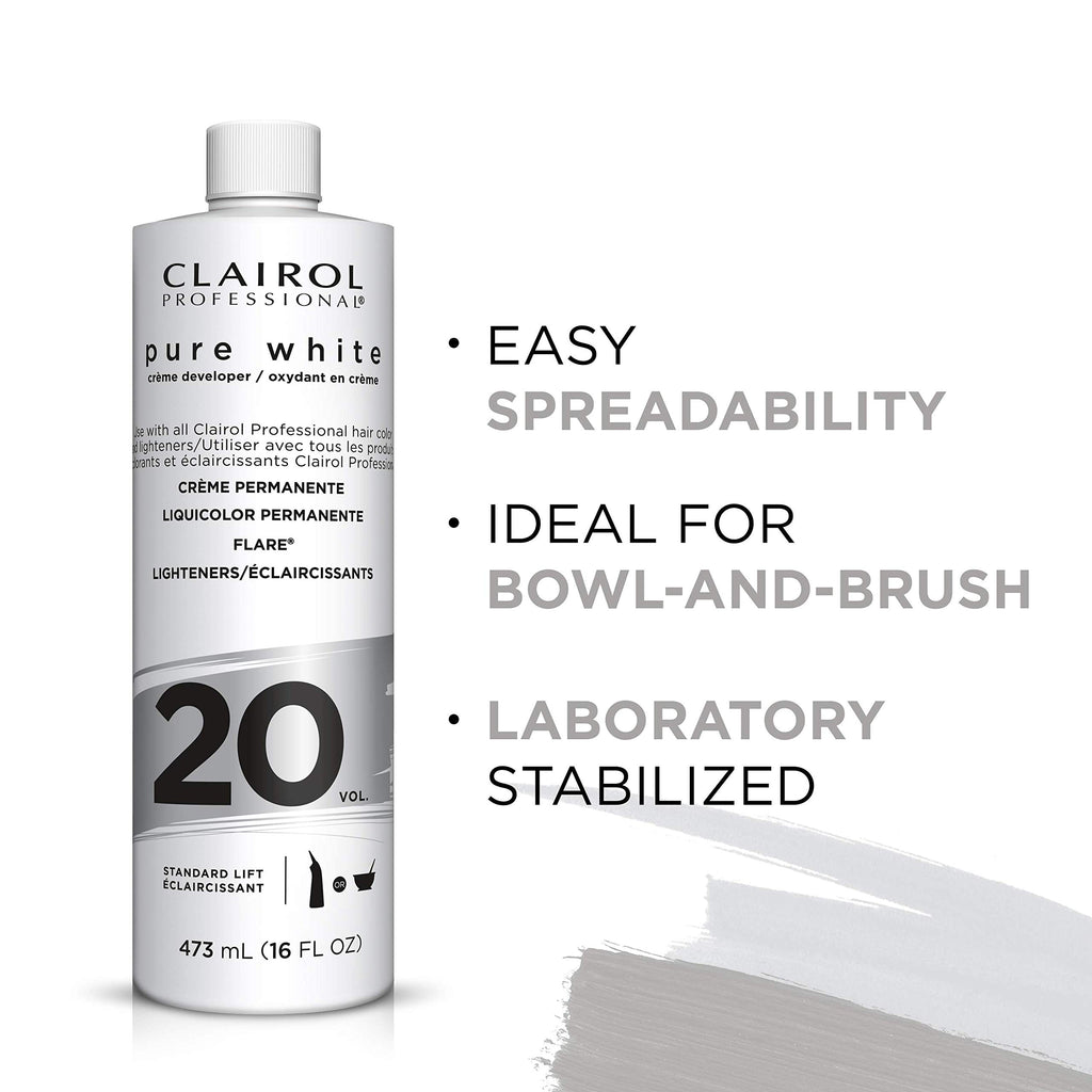 070018114358 - Clairol Professional Pure White Creme Developer 16 oz / 473 ml - 20 Volume