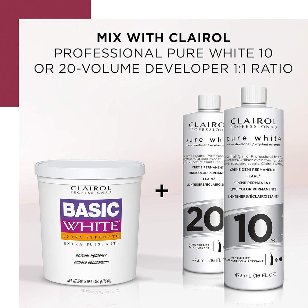 070018102713 - Clairol Professional Basic White Powder Lightener 16 oz / 454 g | Extra Strength
