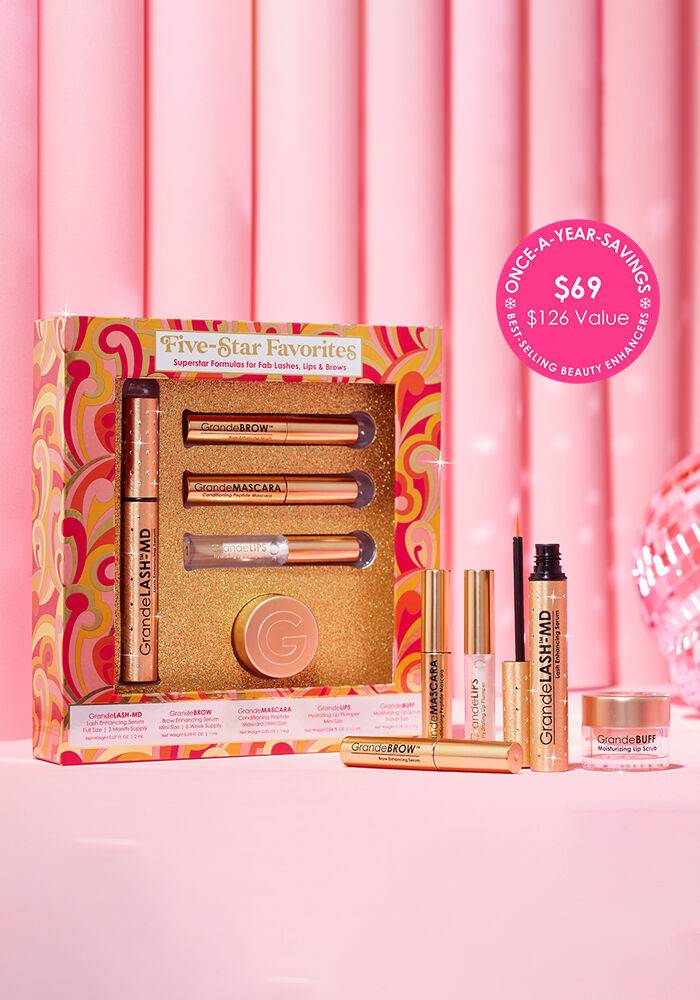 Grande Cosmetics Five-Star Favorites Set | For Lashes, Lips & Brows - 843246116001