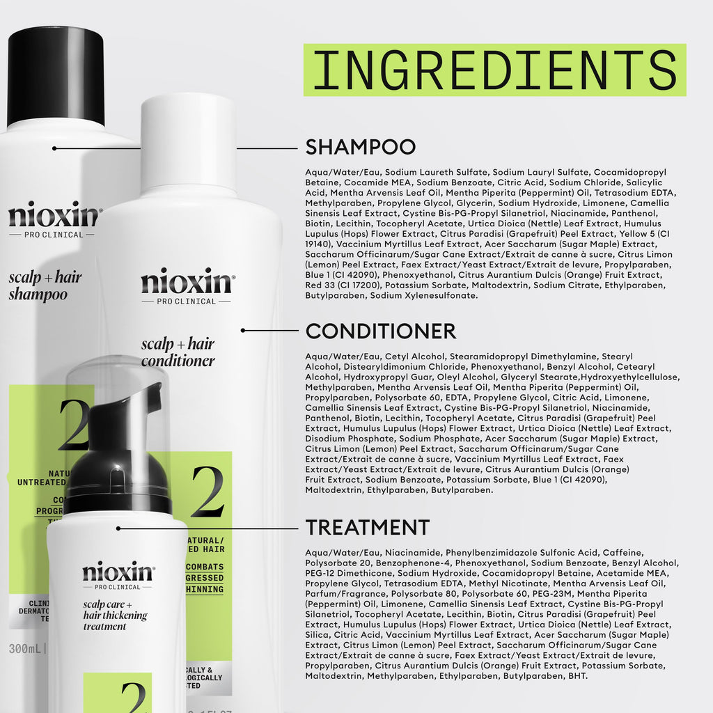 4064666715254 - Nioxin System 2 Scalp Care + Hair Thickening System 3-Step Kit | Natural / Untreated Hair