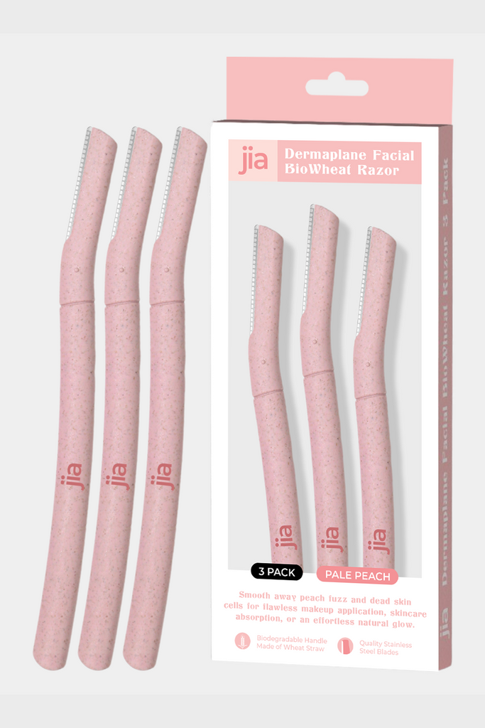 Jia Dermaplane Facial BioWheat Razor 3 Pack in Pale Peach