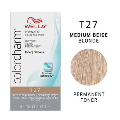 070018066893 - Wella ColorCharm Permanent Liquid Hair Toner 42 ml / 1.4 oz - T27 Medium Beige Pale