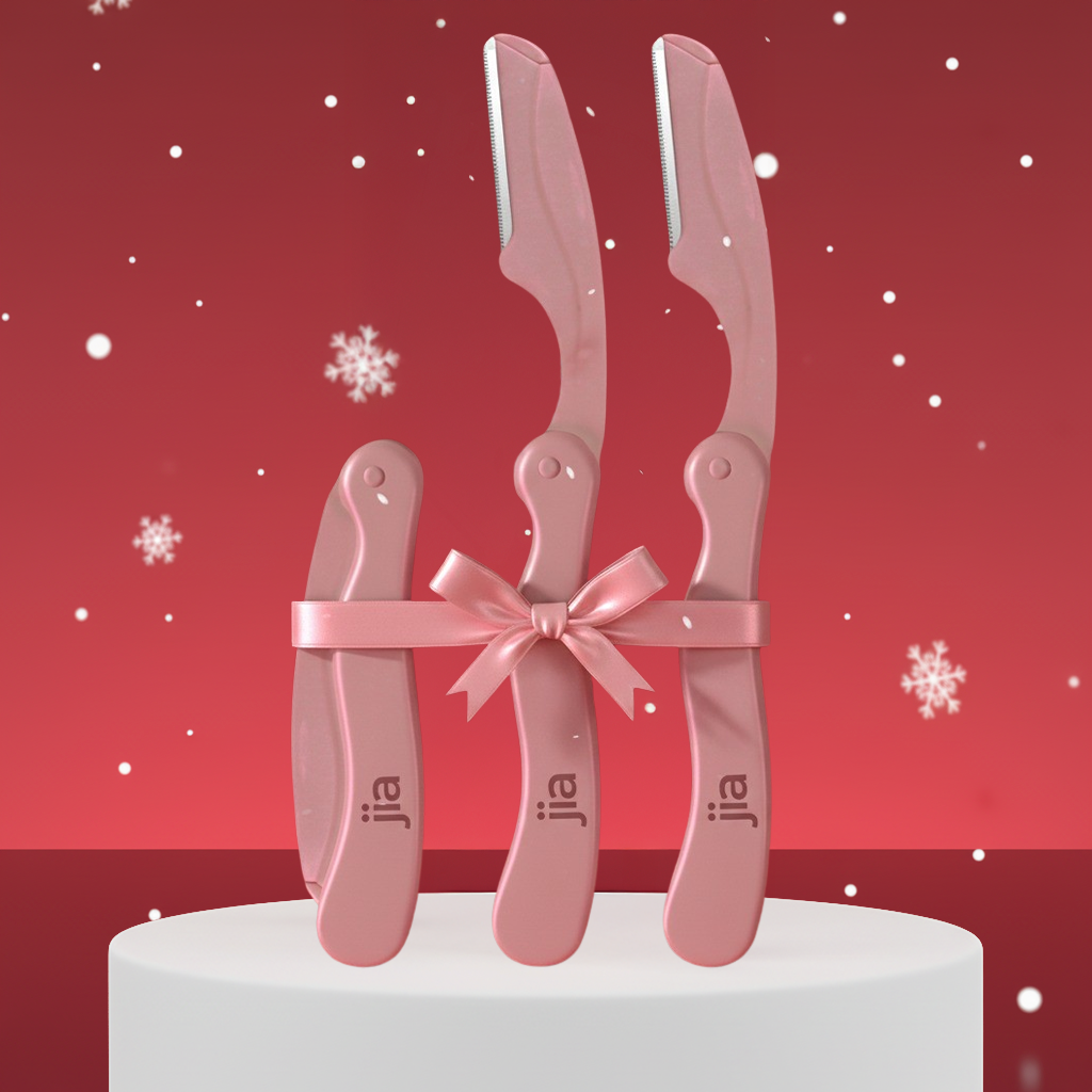 Jia Dermaplane Facial Folding Razor 3 Pack in Champagne Blush