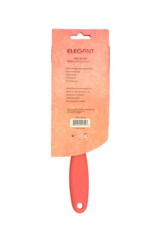 Elegant #322 Wet & Dry Painless Detangler Vented Spiral Hair Brush - Large (10") / Coral