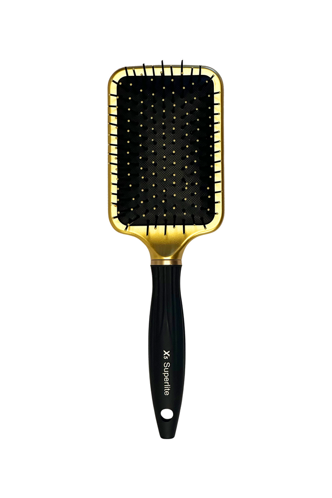 Elegant #552 Deep Shine X5 Superlite Ionic Paddle Hair Brush - Large (10.5") / Metallic Gold