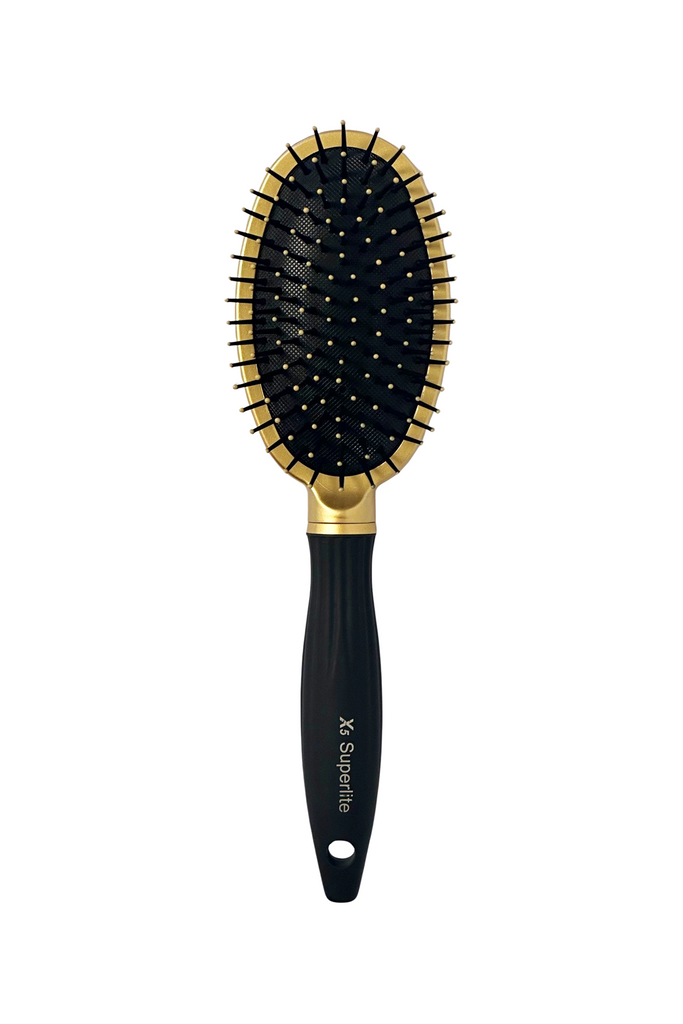 Elegant #553 Deep Shine X5 Superlite Ionic Oval Hair Brush - Large (10") / Metallic Gold