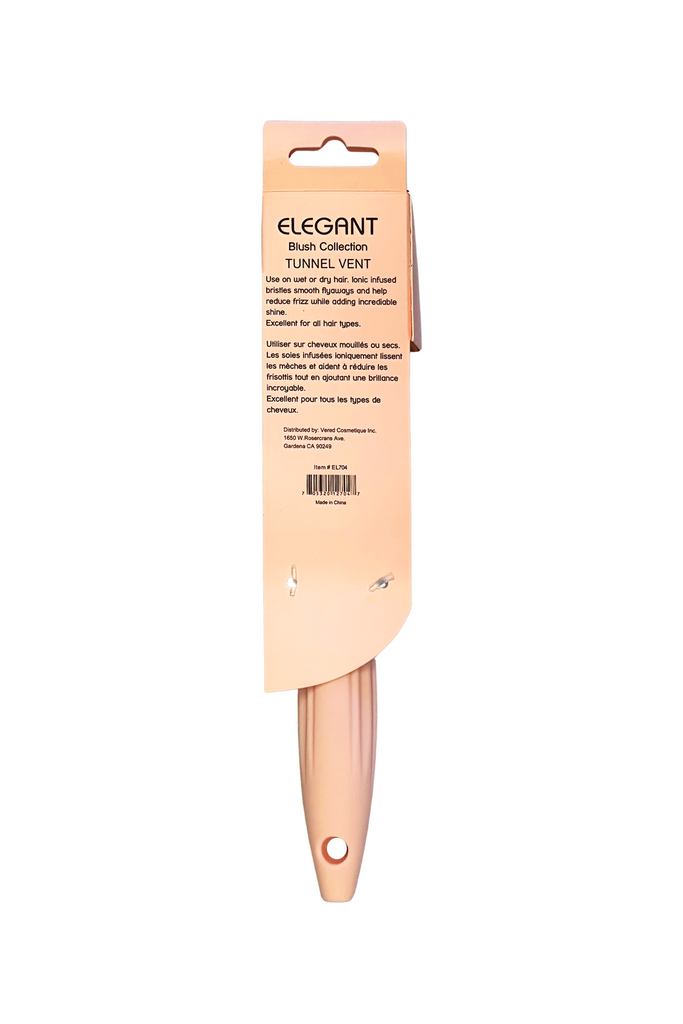 Elegant #704 Wet & Dry Detangler Tunnel Vent Hair Brush - Medium (9.25") / Blush Pink