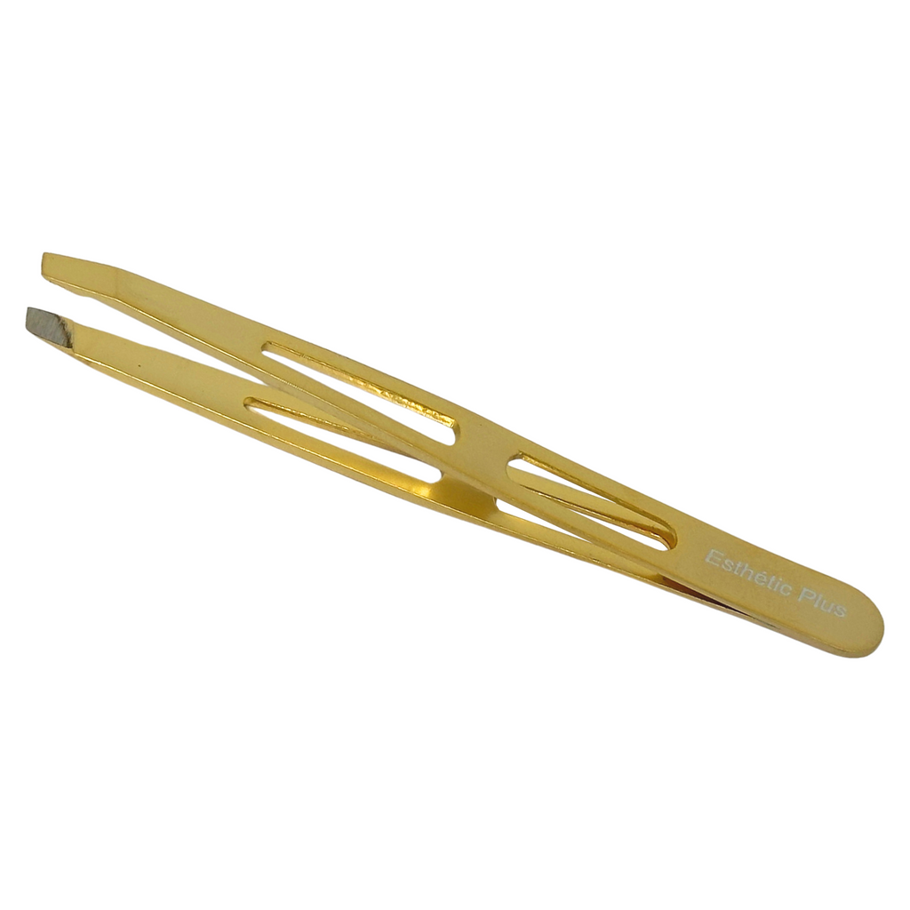 Esthetic Plus #2996 Stainless Steel Slanted Tweezer (3.75") - Gold