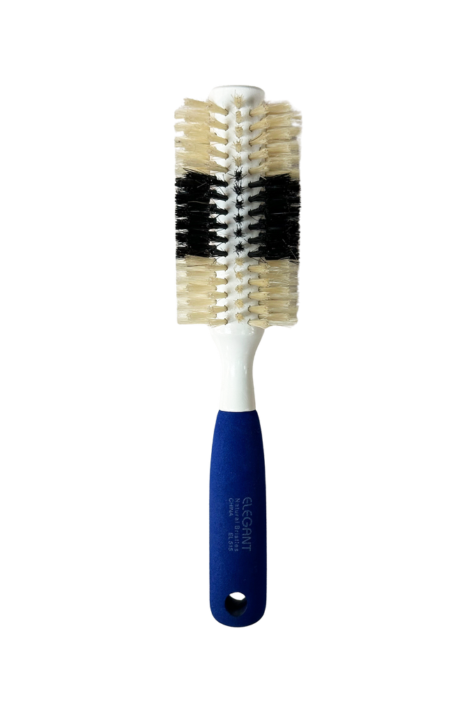 Elegant #515 Round Boar Hairbrush - Small (2.25") | White Wood / Blue Handle