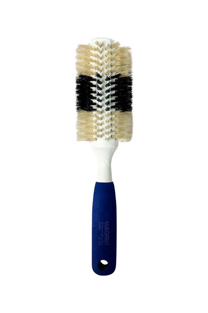 Elegant #516 Round Boar Hairbrush - Medium (2.5") | White Wood / Blue Handle