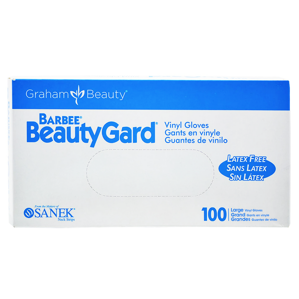 Graham Beauty Barbee BeautyGard Clear Vinyl Gloves - 100 Count / Large | Chemical Protection