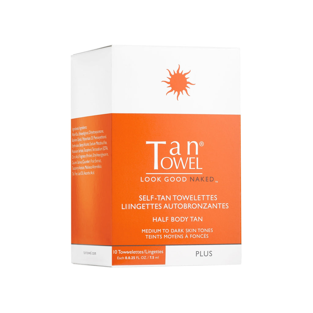 659711135565 - Tan Towel Self-Tan Towelettes Half Body Tan 10 Pack - Plus | Medium to Dark Skin Tones
