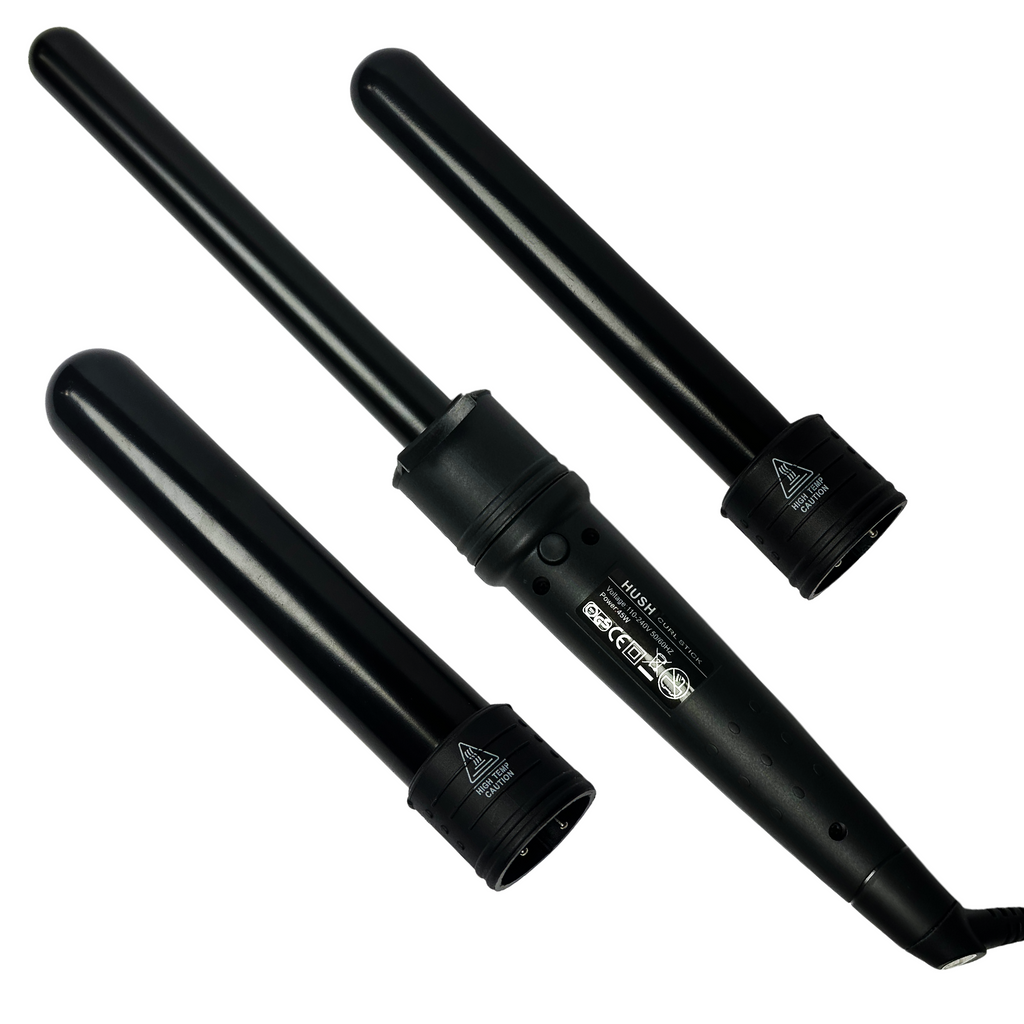 Hush Tourmaline Ceramic Curling Iron - 3-in-1 Interchangeable (0.75" + 1" + 1.25") | Heat Glove Included