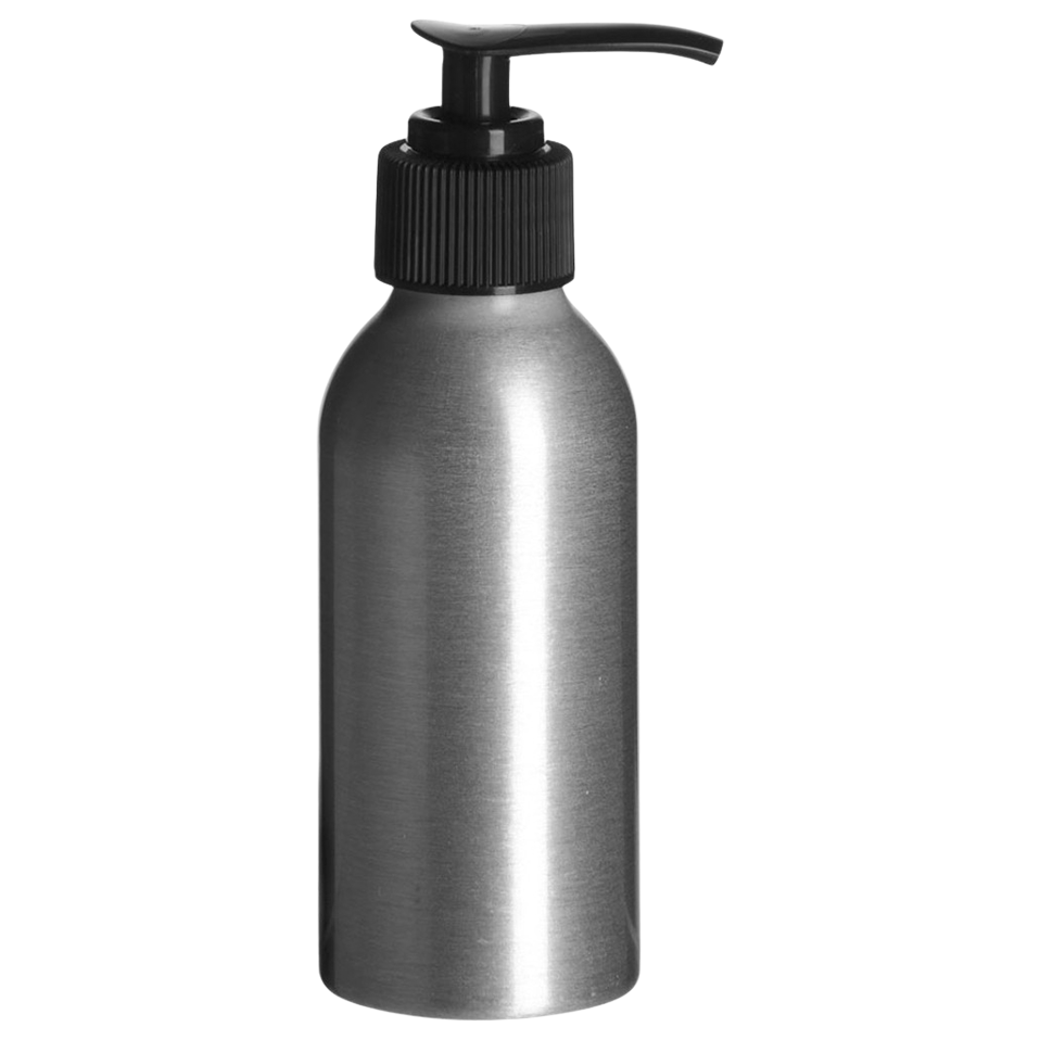 J&D Silver Aluminum Bottle With Black Pump 4 oz