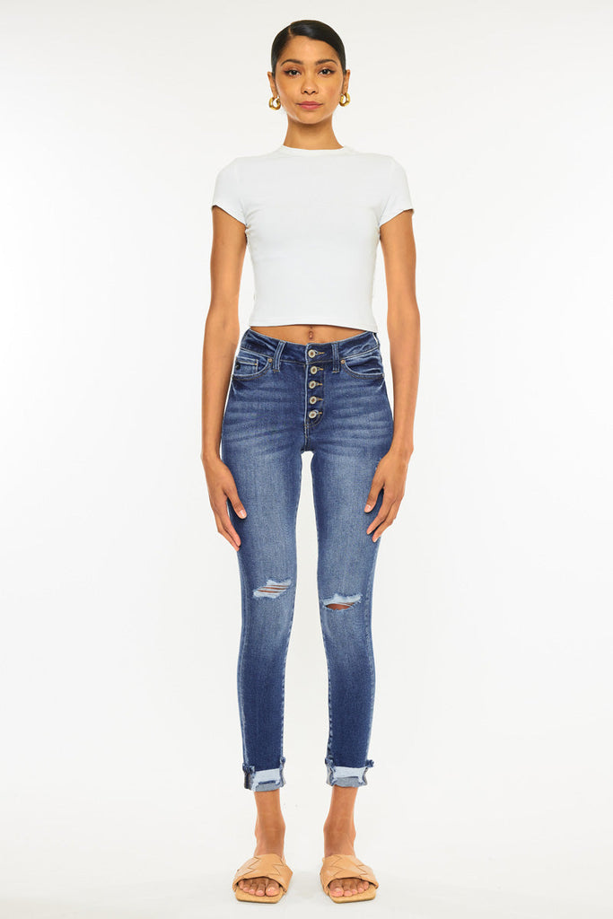 Kancan Norah High-Rise 5-Button Ankle Skinny Jeans KC7117M