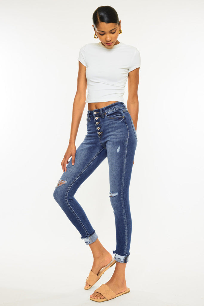 Kancan Norah High-Rise 5-Button Ankle Skinny Jeans KC7117M