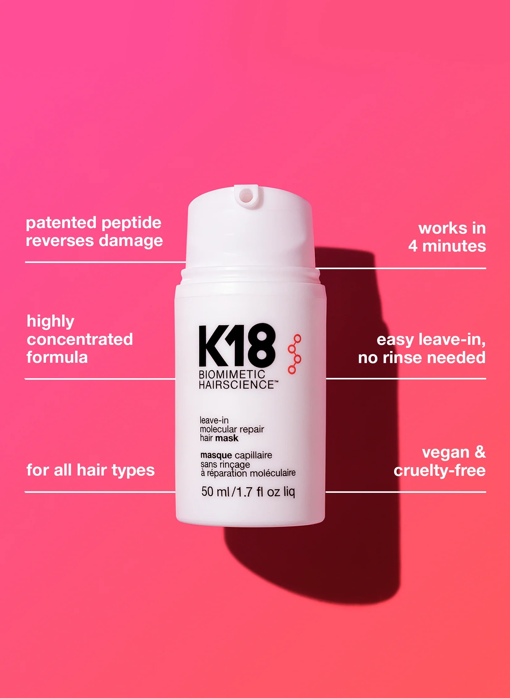 K18 Leave-In Molecular Repair Hair Mask 50 ml / 1.7 oz – Hermosa