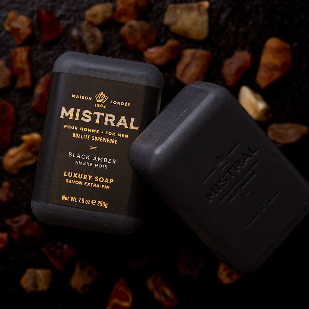 751305004285 - Mistral Luxury Soap Bar 8.8 oz / 250 g - Black Amber