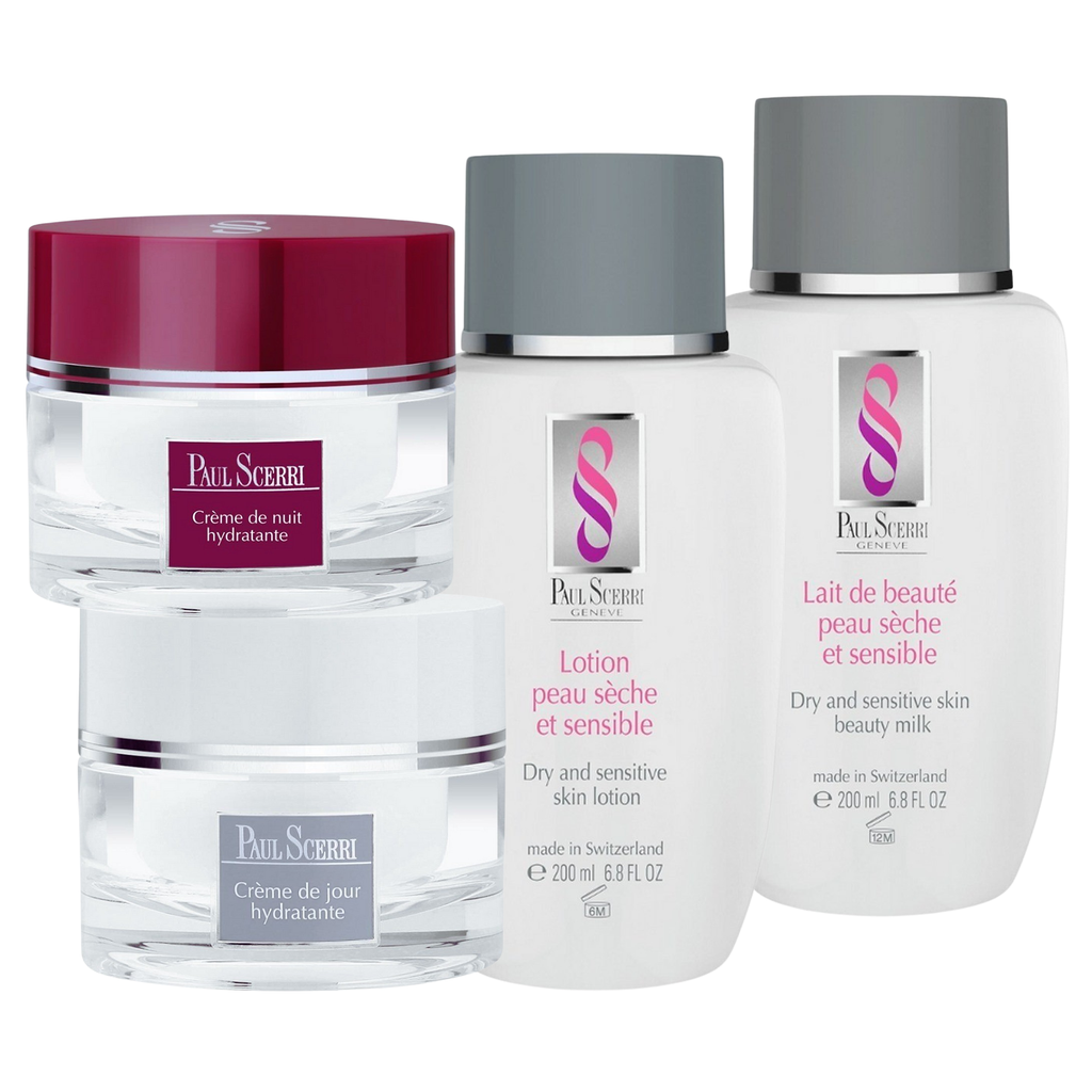 Paul Scerri Moisturizing 4-Piece Kit | Night Cream, Day Cream, Skin Lotion & Beauty Milk