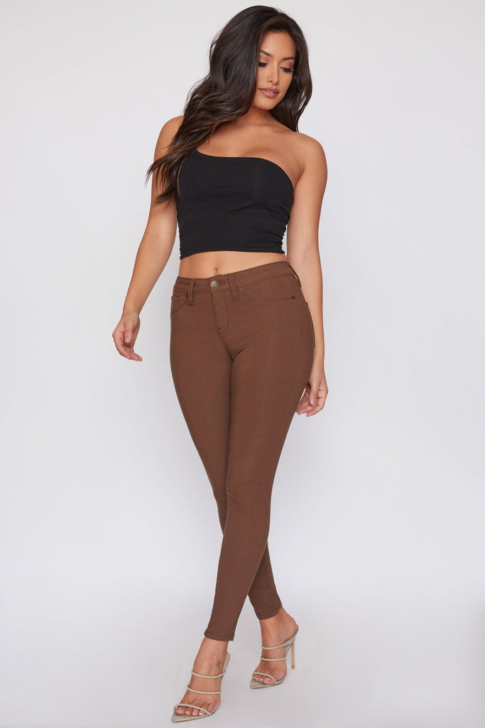 YMI Hyperstretch Forever Color Mid-Rise Skinny Pants in Coco