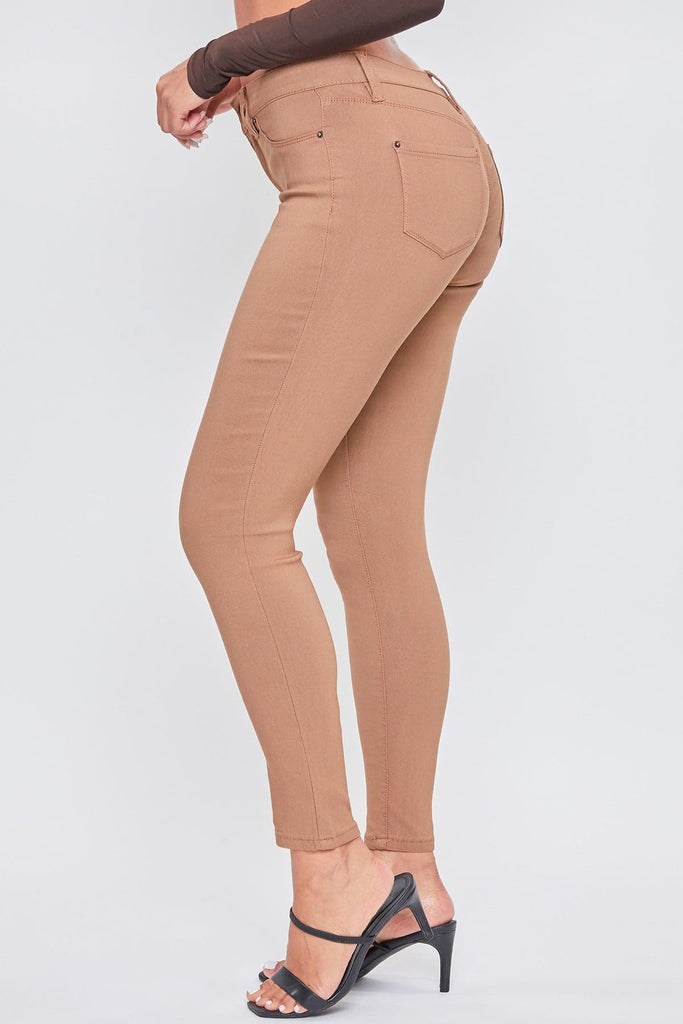 YMI Hyperstretch Mid-Rise Forever Color Skinny Pants in Almond
