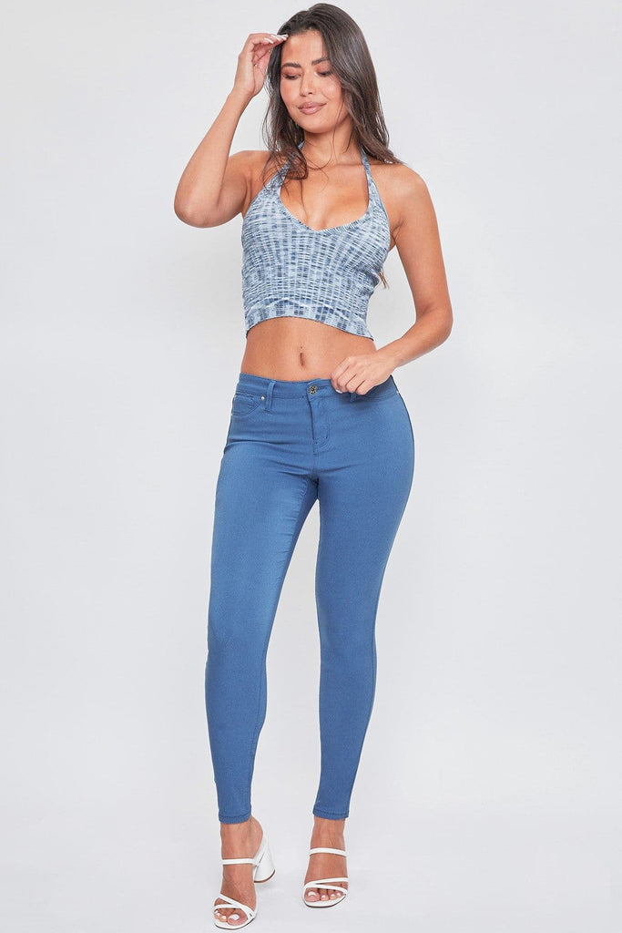 YMI Hyperstretch Forever Color Mid-Rise Skinny Pants in Electric Blue
