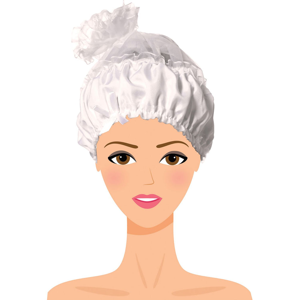 Diane Satin Lined Sleep Cap - White | 160048
