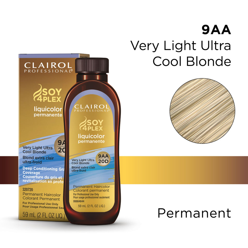 070018109958 - Clairol Professional Soy4Plex LiquiColor Permanent Hair Color - 9AA | 20D (Very Light Ultra Cool Blonde)