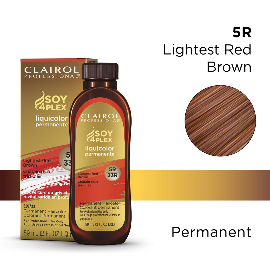 070018107732 - Clairol Professional Soy4Plex LiquiColor Permanent Hair Color - 5R | 33R (Lightest Red Brown)