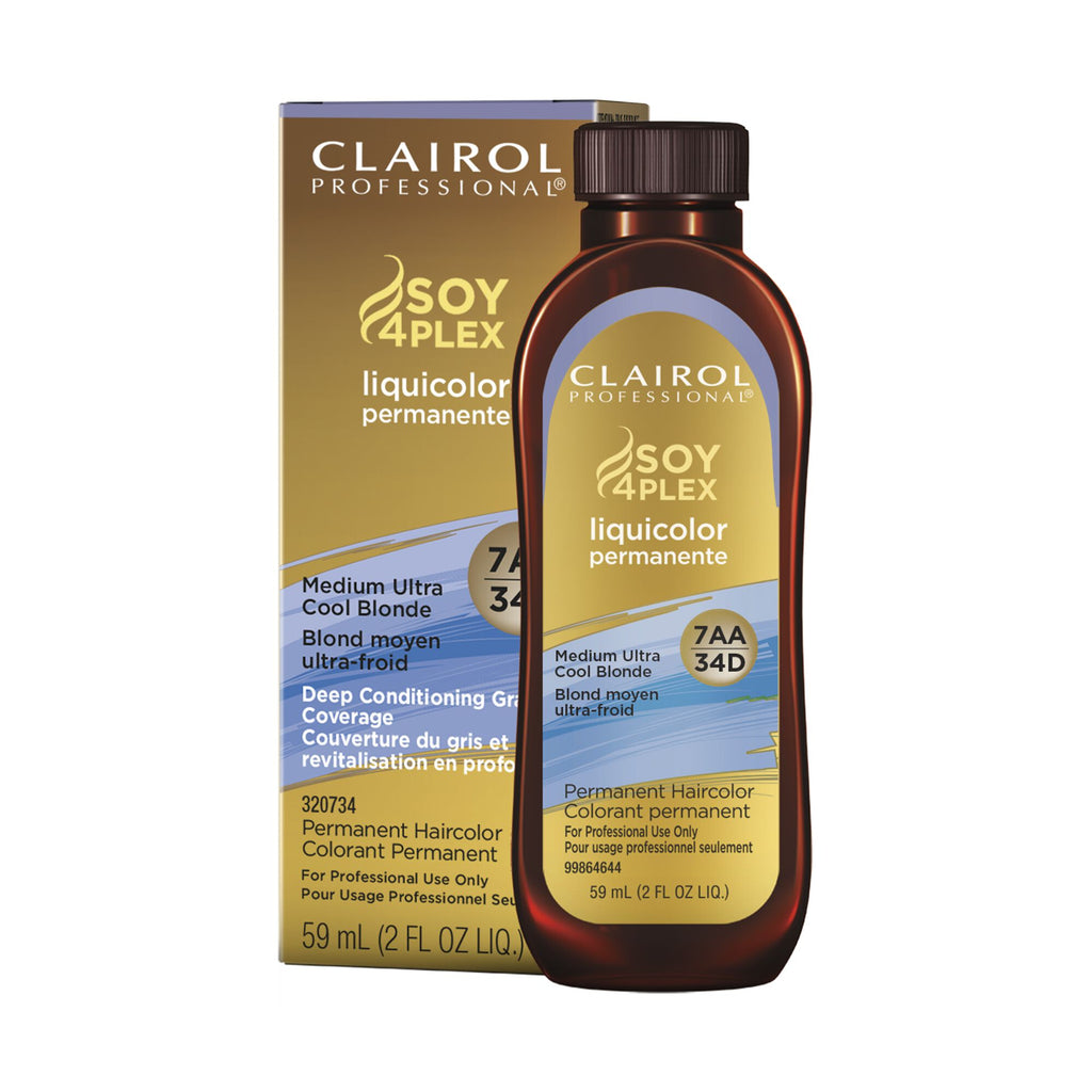 070018109934 - Clairol Professional Soy4Plex LiquiColor Permanent Hair Color - 7AA | 34D (Medium Ultra Cool Blonde)