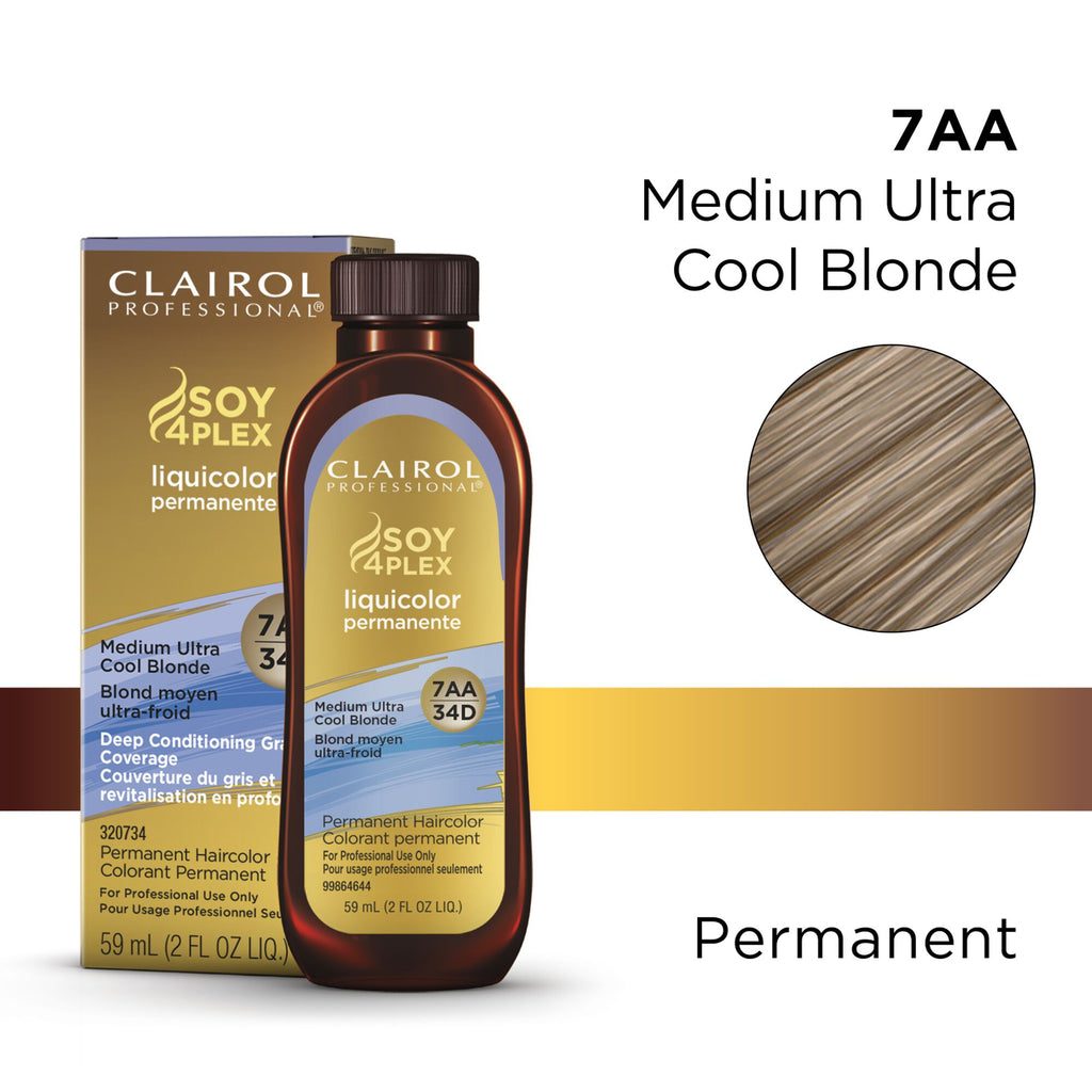 070018109934 - Clairol Professional Soy4Plex LiquiColor Permanent Hair Color - 7AA | 34D (Medium Ultra Cool Blonde)