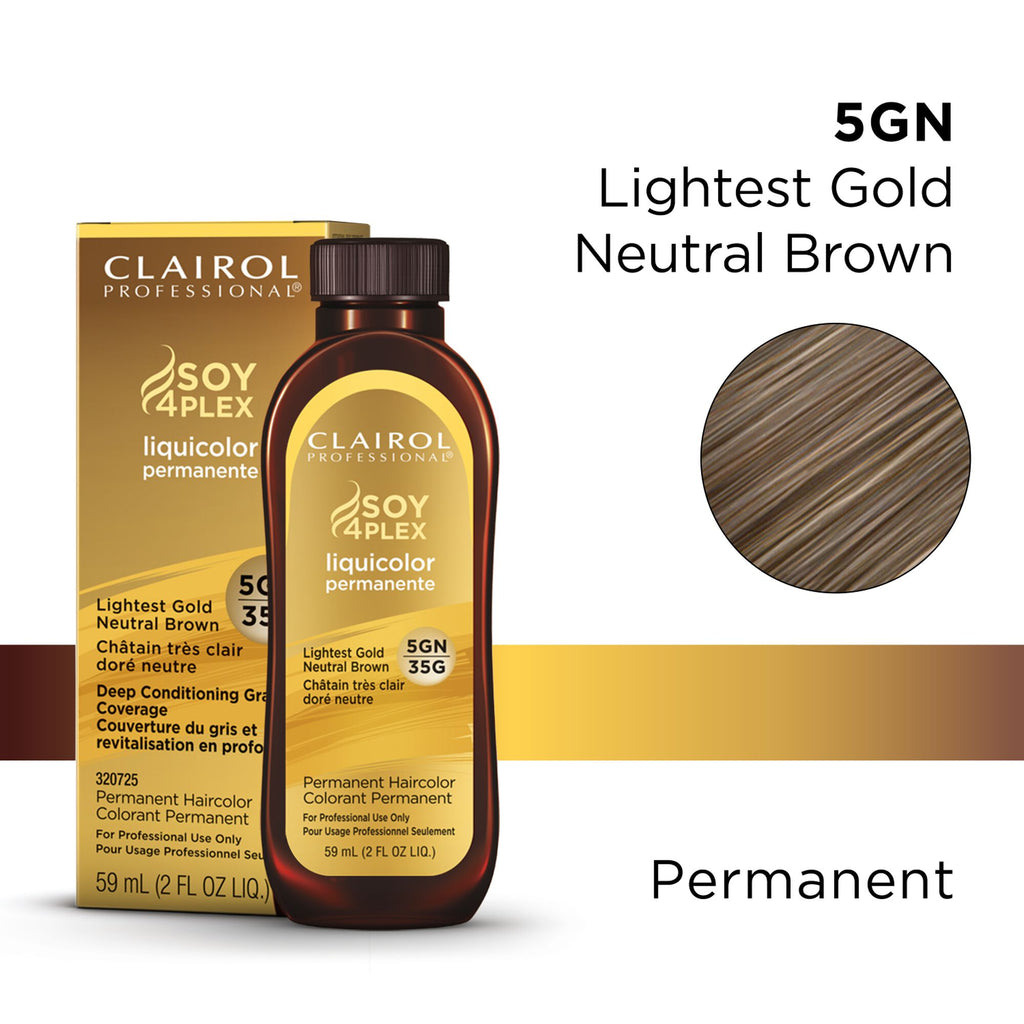 070018109736 - Clairol Professional Soy4Plex LiquiColor Permanent Hair Color - 5GN | 35G (Lightest Gold Neutral Brown)