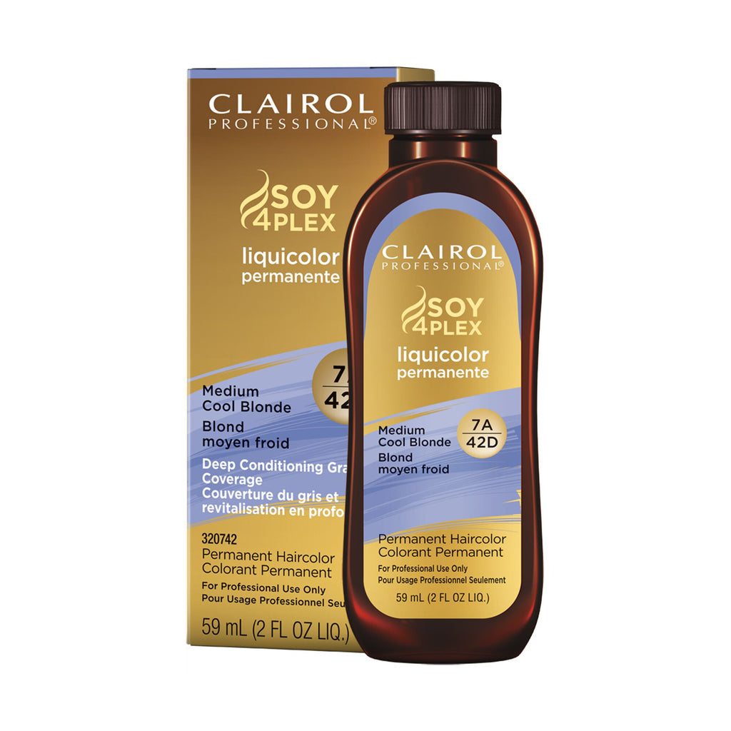070018109491 - Clairol Professional Soy4Plex LiquiColor Permanent Hair Color - 7A | 42D (Medium Cool Blonde)