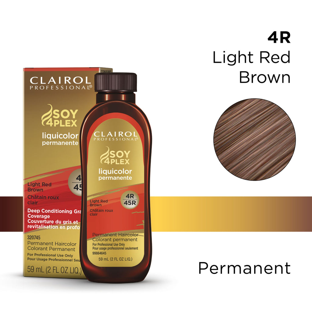 070018107718 - Clairol Professional Soy4Plex LiquiColor Permanent Hair Color - 4R | 45R (Light Red Brown)