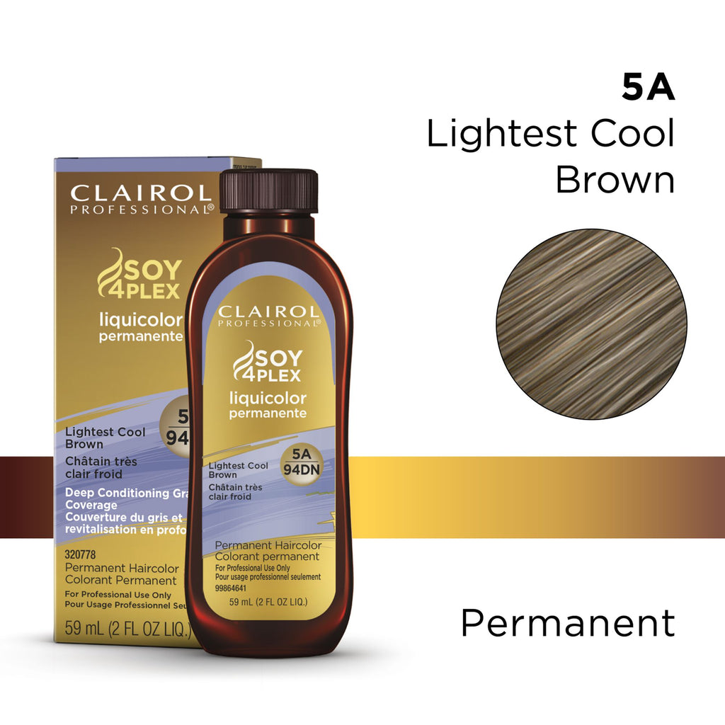 070018107954 - Clairol Professional Soy4Plex LiquiColor Permanent Hair Color - 5A | 94DN (Lightest Cool Brown)