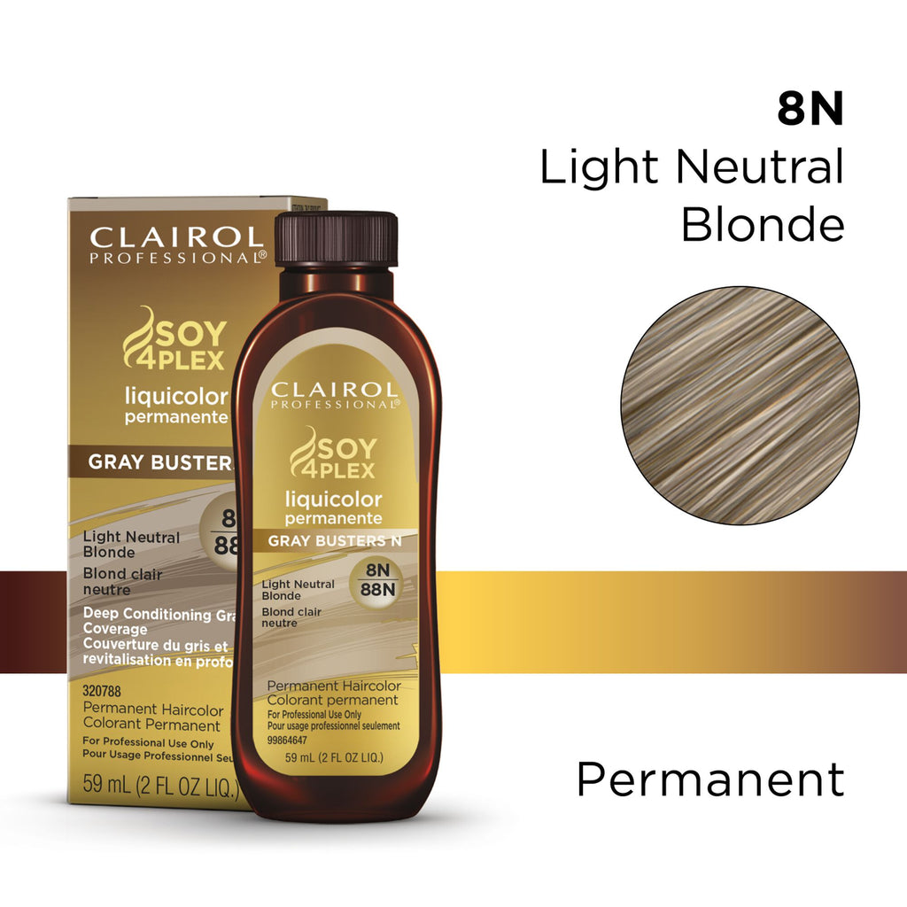 070018107633 - Clairol Professional Soy4Plex LiquiColor Permanent Hair Color - 8N | 88N (Light Neutral Blonde)