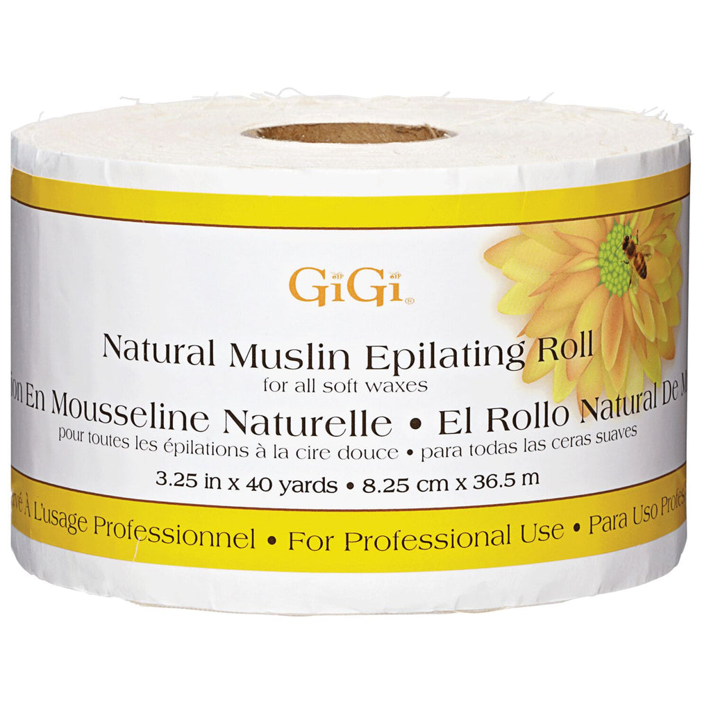 073930062004 - GiGi Natural Muslin Epilating Roll 3.25 Inches x 40 Yards | For All Soft Waxes