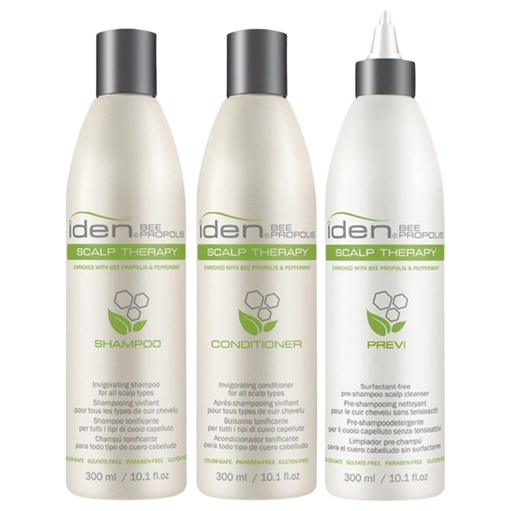 Iden Bee Propolis SCALP THERAPY Invigorating Shampoo, Conditioner & Previ Holiday Tro Kit