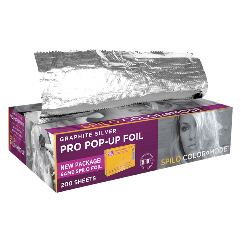 Spilo ColorMode Graphite Silver Pro Pop-Up Aluminum Foil - 200 Count (8" x 10.75") | For Streaking, Weaving, Frosting & All Coloring