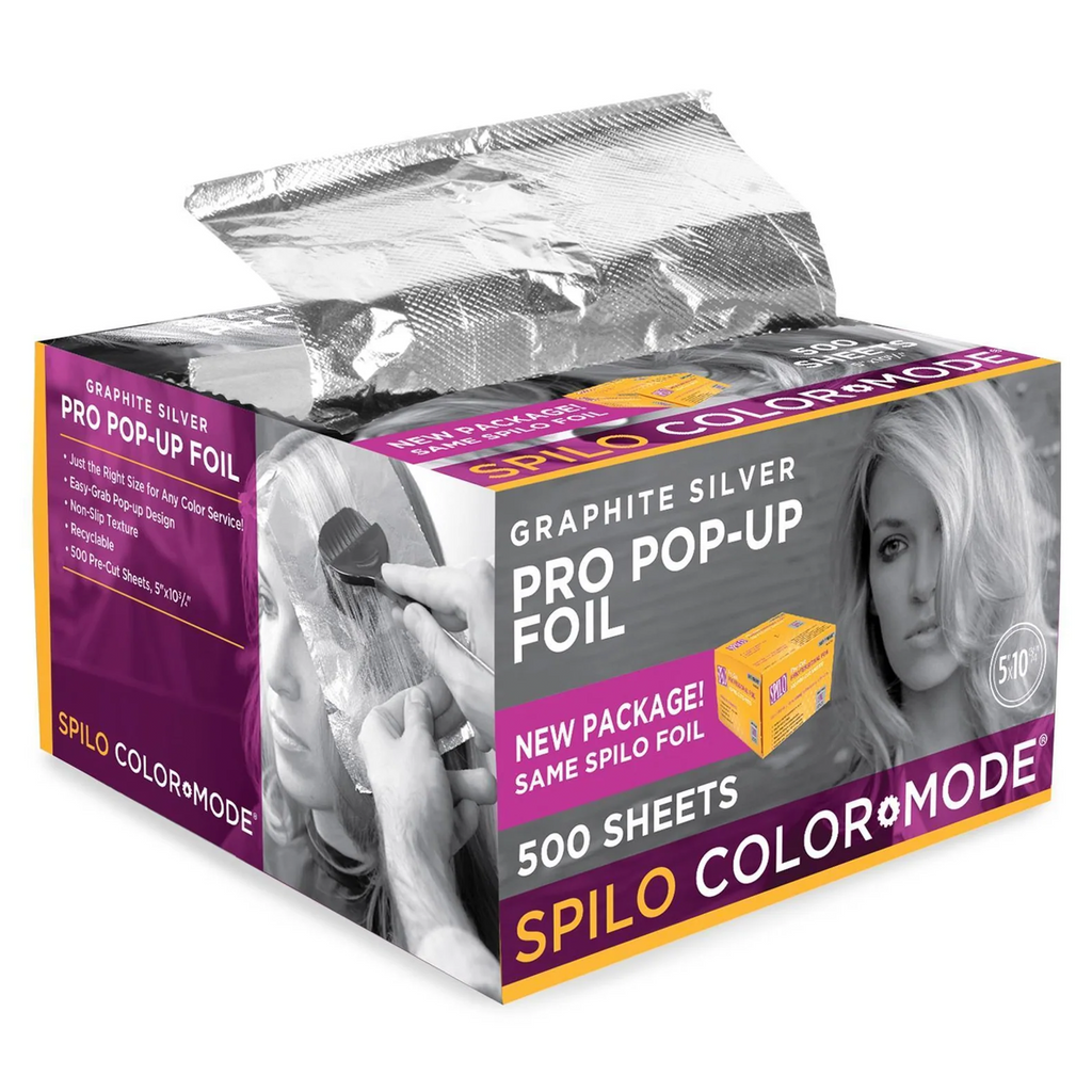 Spilo ColorMode Graphite Silver Pro Pop-Up Aluminum Foil - 500 Count (5" x 10.75") | For Streaking, Weaving, Frosting & All Coloring