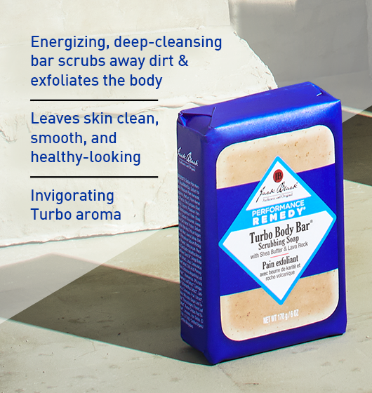 682223040430 - Jack Black Performance Remedy Turbo Body Bar 6 oz / 170 g | Scrubbing Soap