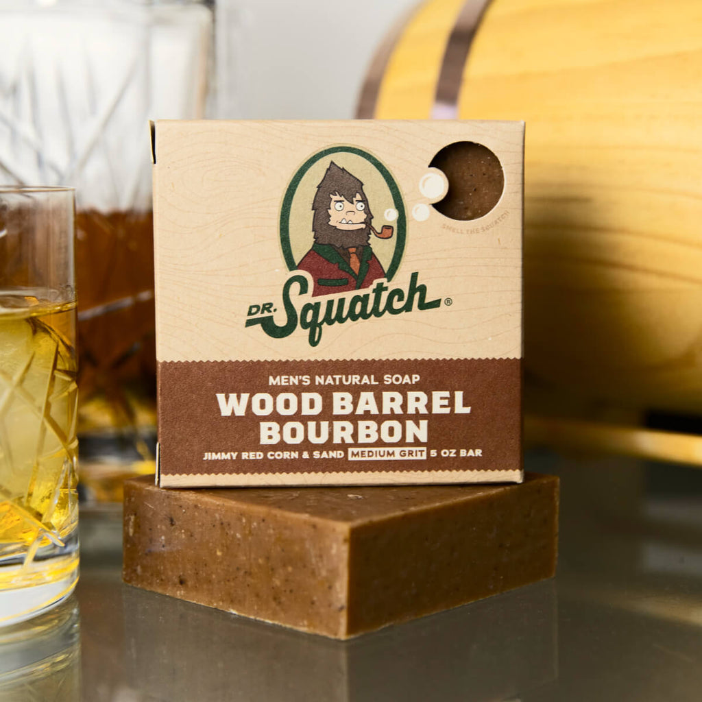 851817007771 - Dr. Squatch Men's All Natural Bar Soap 5 oz - Wood Barrel Bourbon | Medium Grit