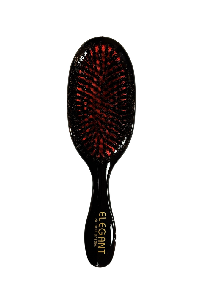 705320124701 - Elegant #963 PREMIUM Classic Cushion Boar Bristles Oval Hair Brush - Medium (8.5") | Fine to Normal Hair