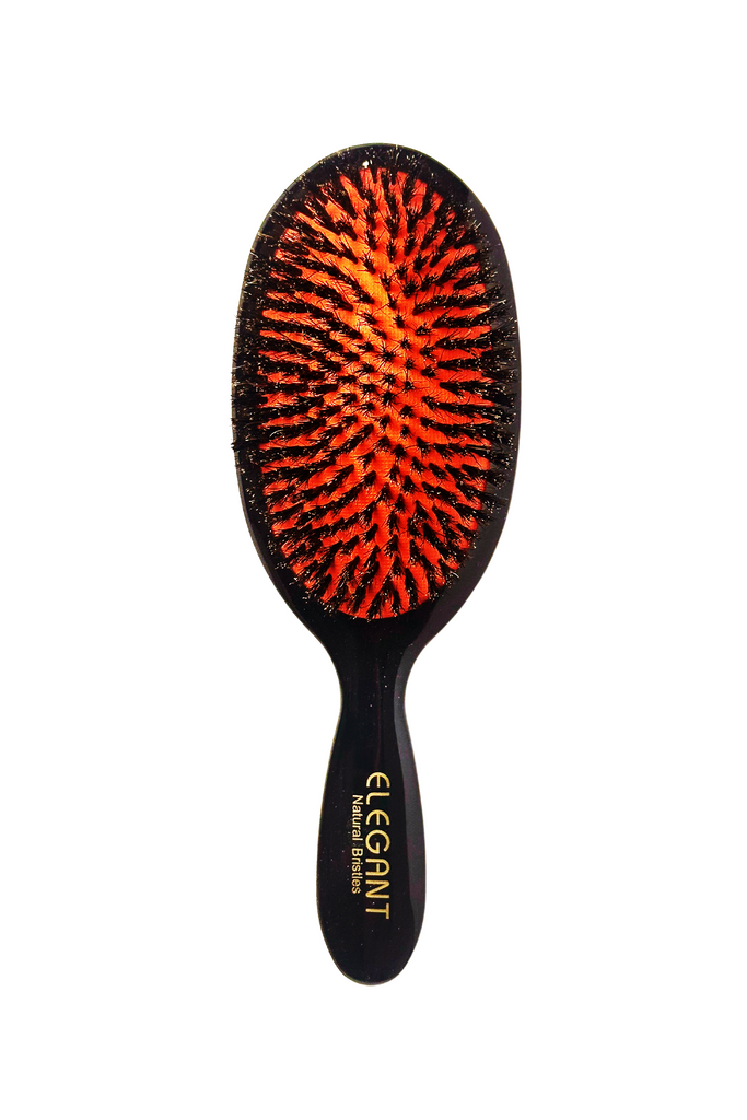 Elegant #964 PREMIUM Classic Cushion Boar Bristles Oval Hair Brush - Large (9") | Fine to Normal Hair