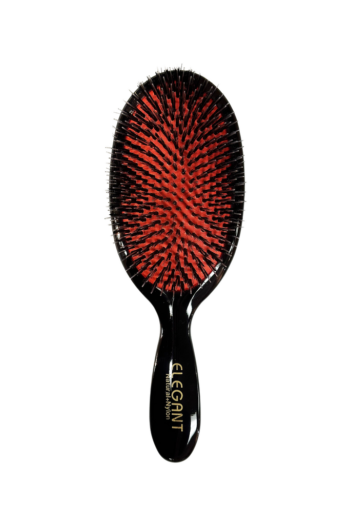 705320109678 - Elegant #967 PREMIUM Classic Cushion Porcupine + Nylon Bristles Oval Hair Brush - Large (9") | Normal to Thick Hair