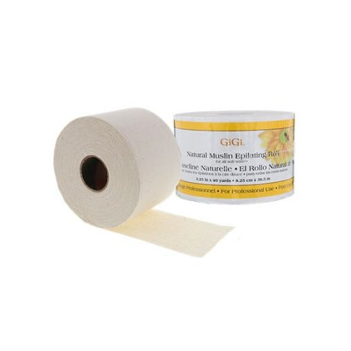 073930062004 - GiGi Natural Muslin Epilating Roll 3.25 Inches x 40 Yards | For All Soft Waxes